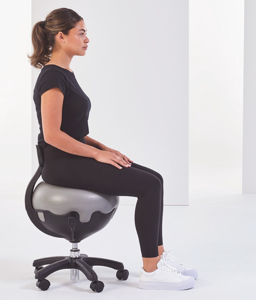 Mambo Max Verstelbare Balstoel - Ergonomische Zitbal voor Kantoor en Thuiswerken - Zwart/Grijs